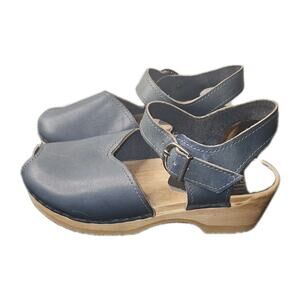 Sven Original Clog Sandals EUR 35 Womens Size 4.5-5 Blue Leather Wood